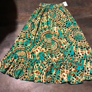 NWT Boho Teal Print Maxi Skirt Size Small